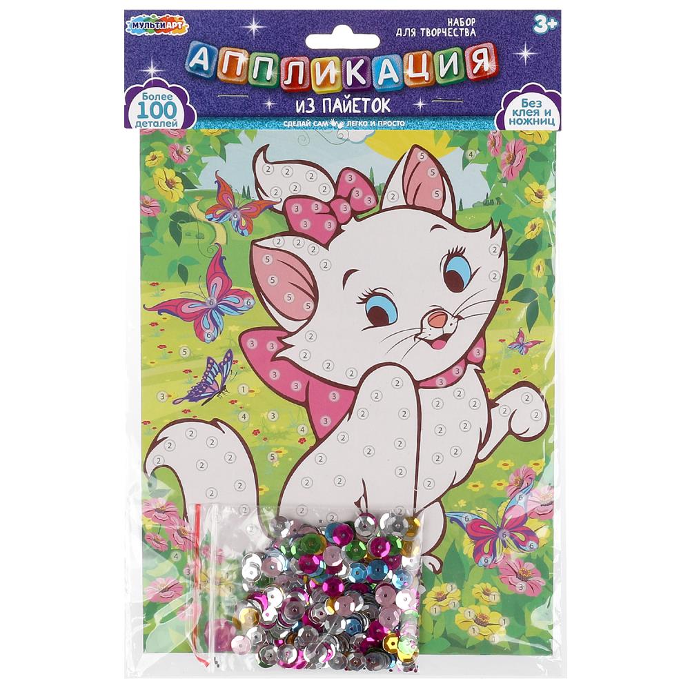 Аппликация из пайеток 17х23 см. милая кошечка MultiArt SEQPACK-112299