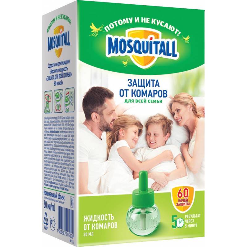 Средство от насекомых MOSQUIT Жид-ть от комаров 60 ноч Защита д/всей семьи Mosquitall 1360394 46 50056 49075 9 НШ