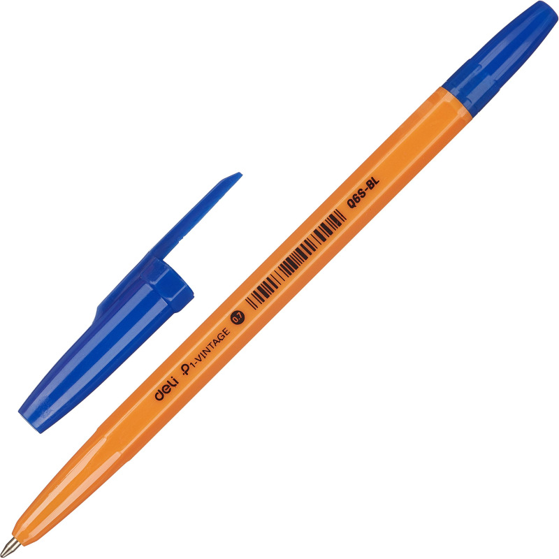 Ручка шариковая неавтомат. Deli P1-Vintage ш0,7,лин0,5,син,масEQ6S-BL 1744272