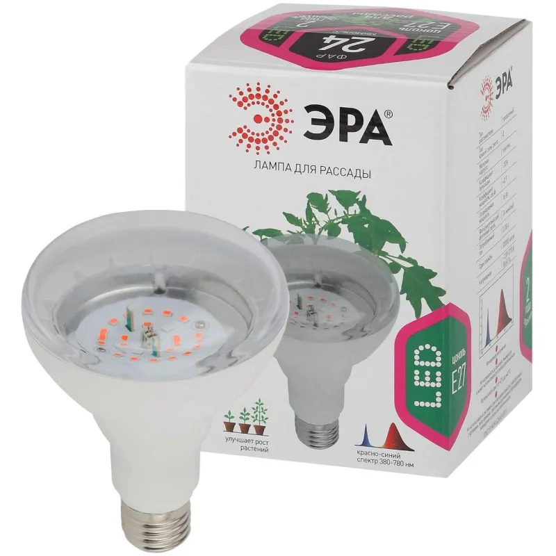 Фитолампа светодиодная ЭРА FITO-16W-RB-E27-K красно-синего спектра 2208418 Б0039072