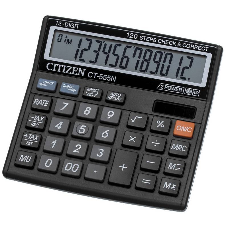 Калькулятор настольный компактный Citizen CT555N 12-разрядный черный CT-555N 334706