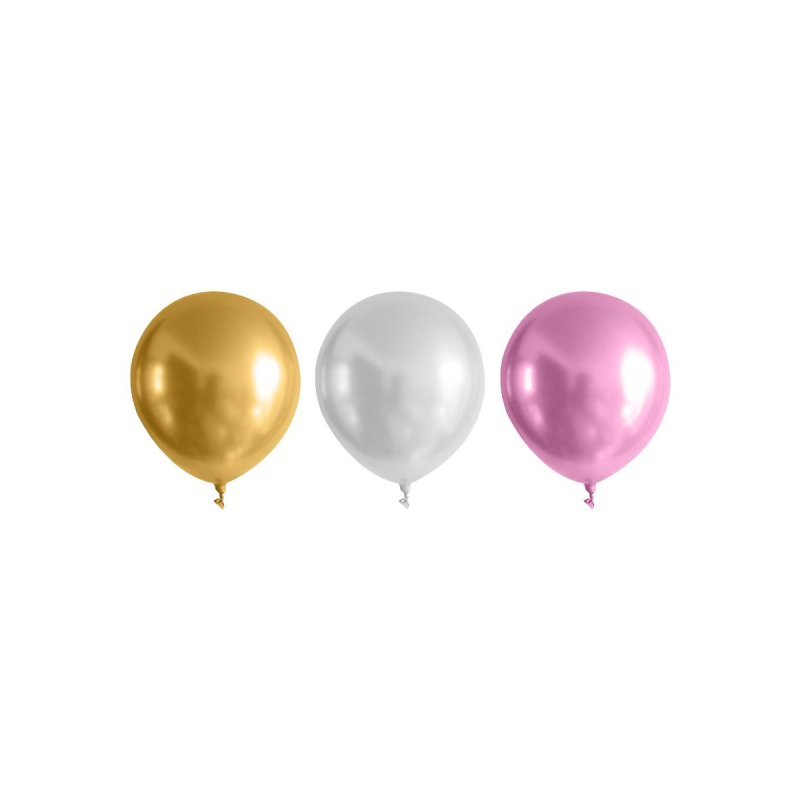 Набор шаров воздушн,хром,цв шампань,розовый,золотой,25шт(латекс)30см,90354 Феникс-презент 1825204