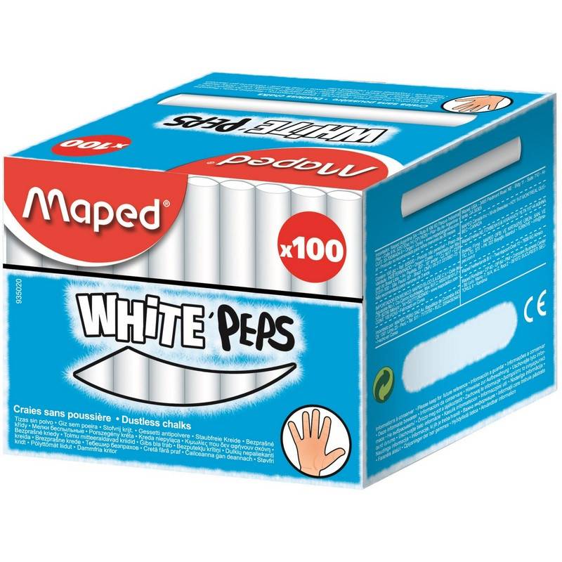 Мел WHITE'PEPS Maped белый, круглый, 100 шт 948395