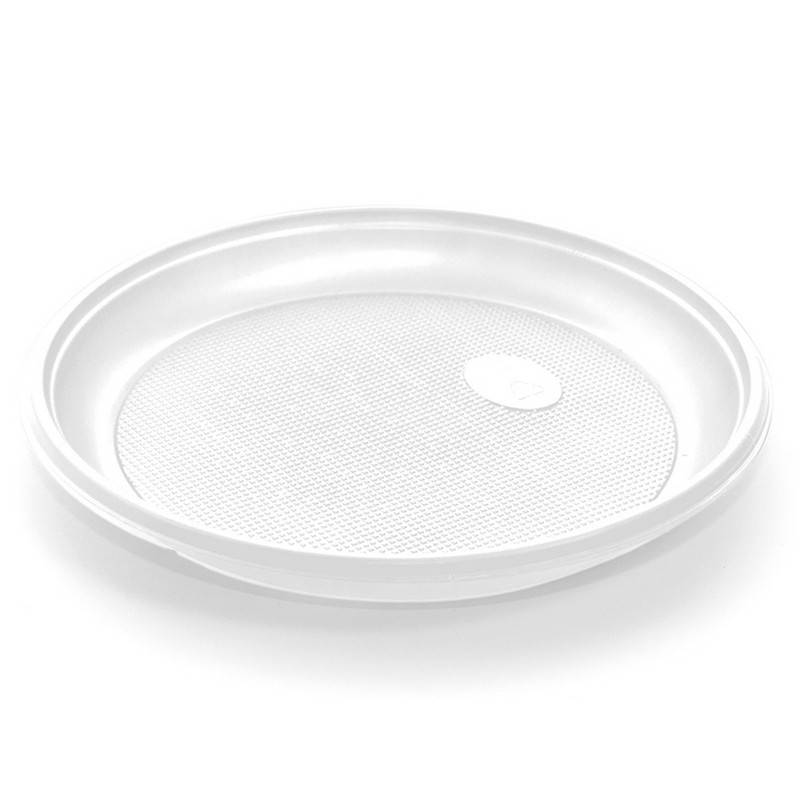 Тарелка одноразовая пластиковая 165 мм белая 100 штук в уп Комус Эконом 320833