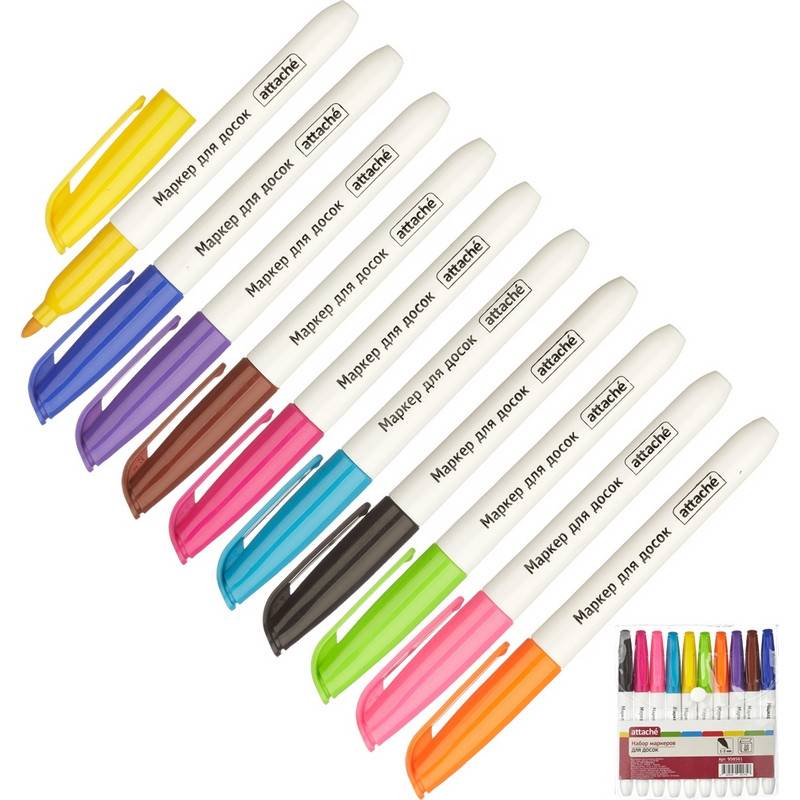 Набор маркеров для досок Attache 10 цветов (толщина линии 1-3 мм) 958561