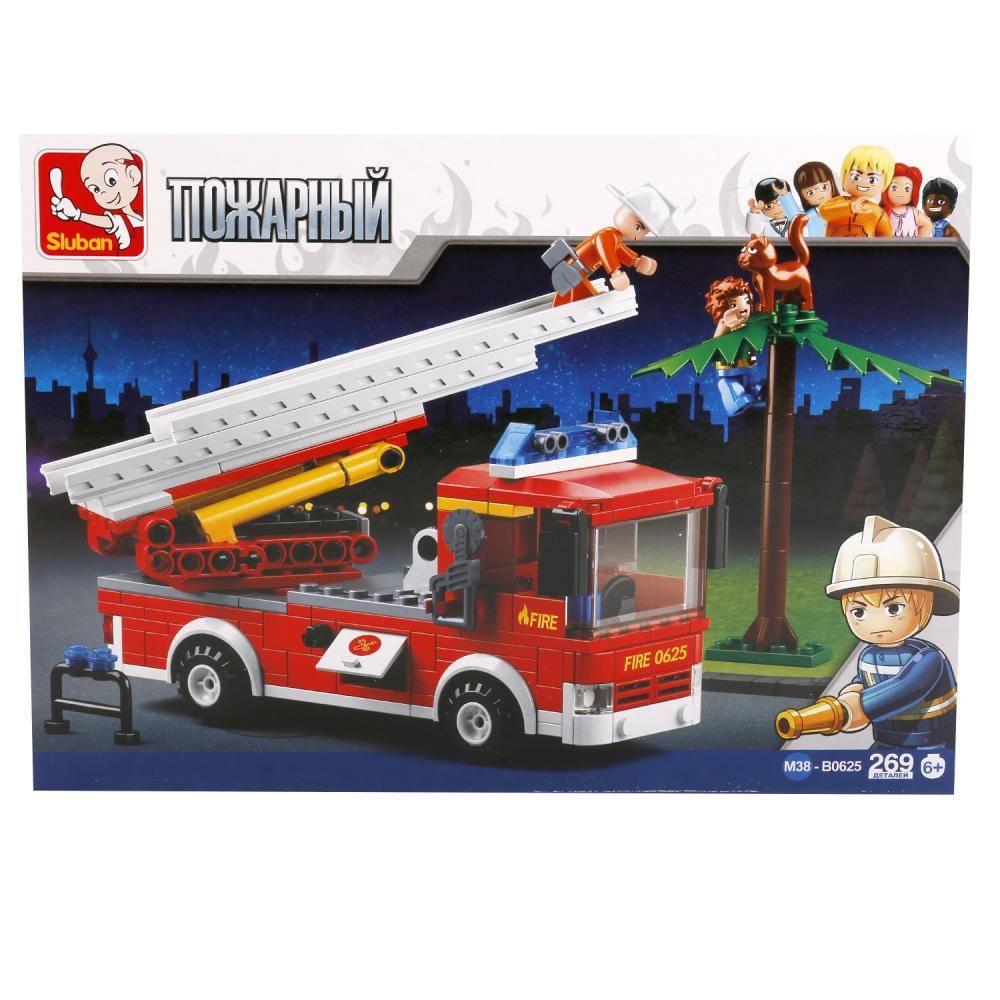 Конструктор машина пожарная с фигурками, 296 дет. Sluban M38-B0625