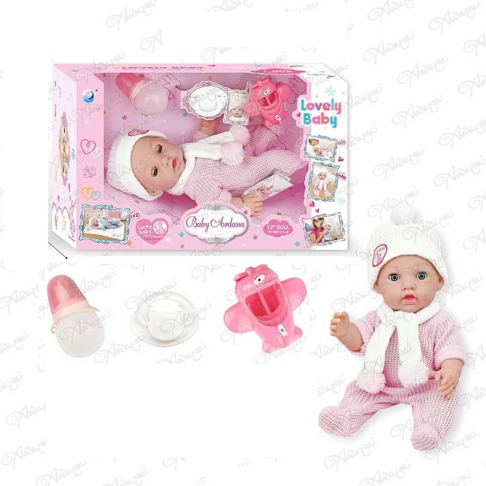 Пупс ABtoys Baby Ardana 30см, в розовом комбинезончике, шапочке и шарфике, с аксесс. PT-01419