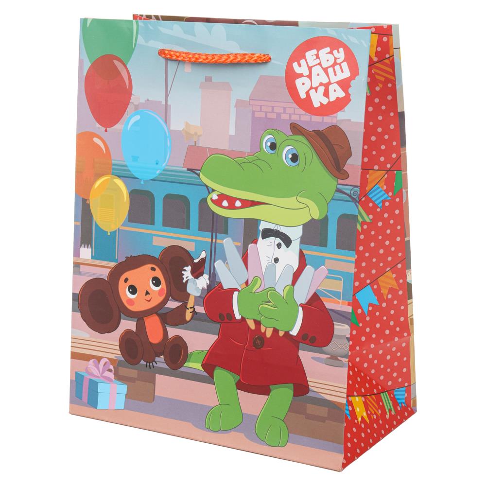 Пакет подарочный матовый М "Союзмультфильм. Чебурашка и Гена", 140 гр/м Чудо праздник PM-111158-CH2 (144)
