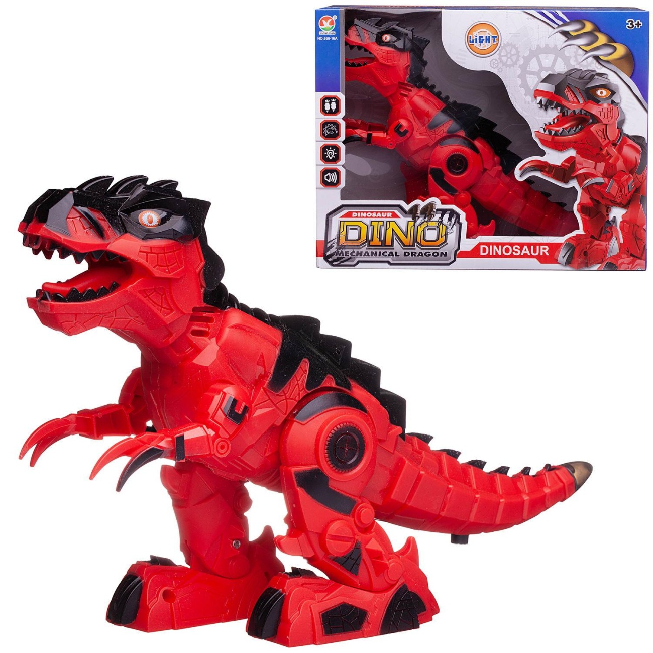 Динозавр-робот Junfa Тираннозавр, красный, электромех. свет/звук WB-00693/красный