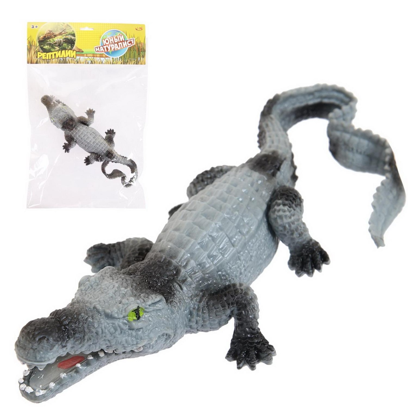 Фигурка Abtoys Крокодил (серо-черный резина термопласт. PT-01740