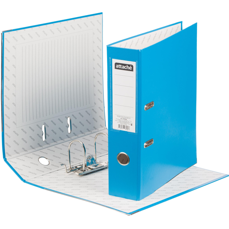 Папка-регистратор 75мм Attache А4, св-синяя, тиснение кожа, метал угол 1683462