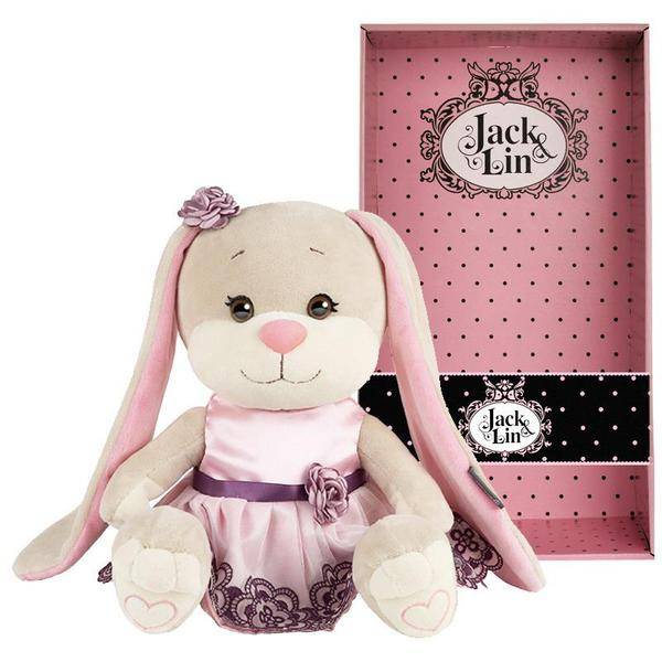 Мягкая игрушка Зайка в вечернем розовом платье, 25 см Jack&Lin JL-022003-25