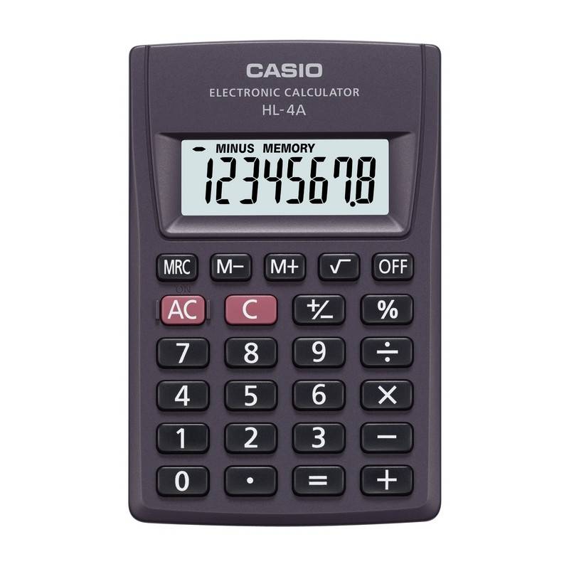 Калькулятор карманный Casio HL-4А 8-разрядный HL-4A 22310