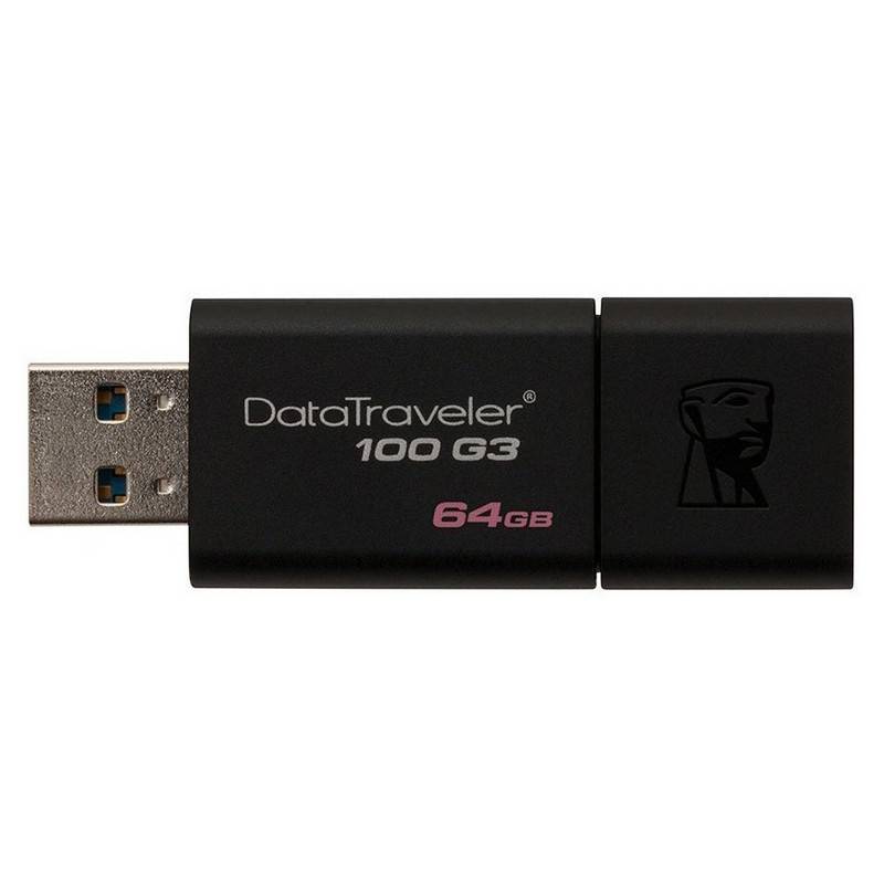 Флеш-память Kingston DataTraveler 100 G3, 64Gb, USB 3.0, чер, DT100G3/64GB 309567