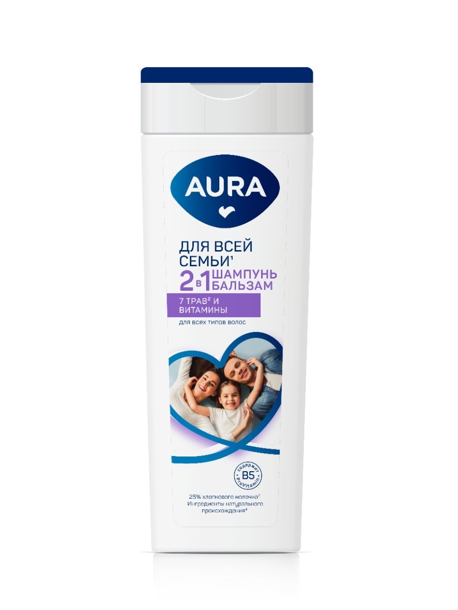 AURA Шампунь 2в1 Для всей семьи флакон/флиптоп 380мл 4600999062698