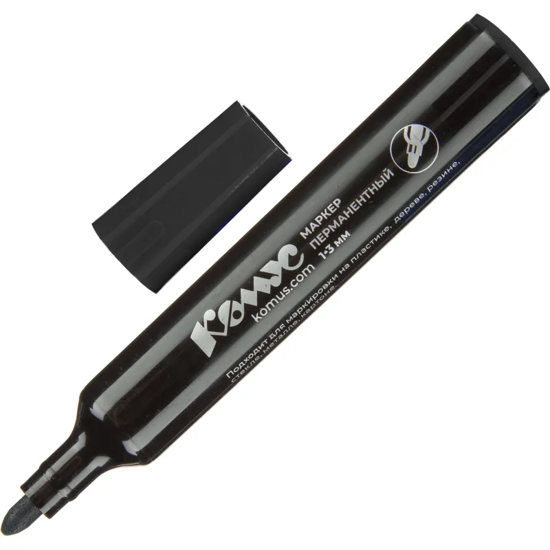 Маркер перманентный КОМУС черный 1-3мм кругл. наконечник 1660250