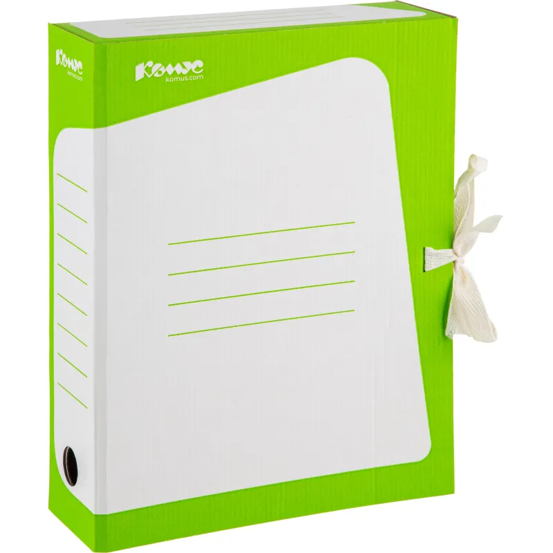 Короб архивный лайм корешок 75мм на завязках Комус 1081330
