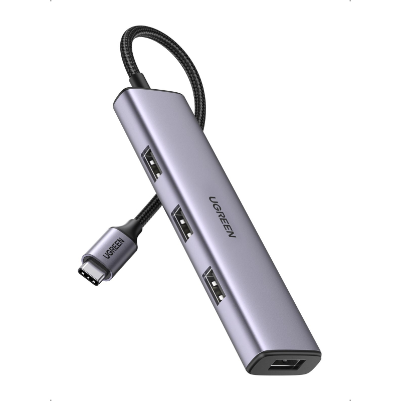 Разветвитель USB Ugreen CM473 (20841) USB-C to 4xUSB 3.0 Hub. серый 1796100 20841_
