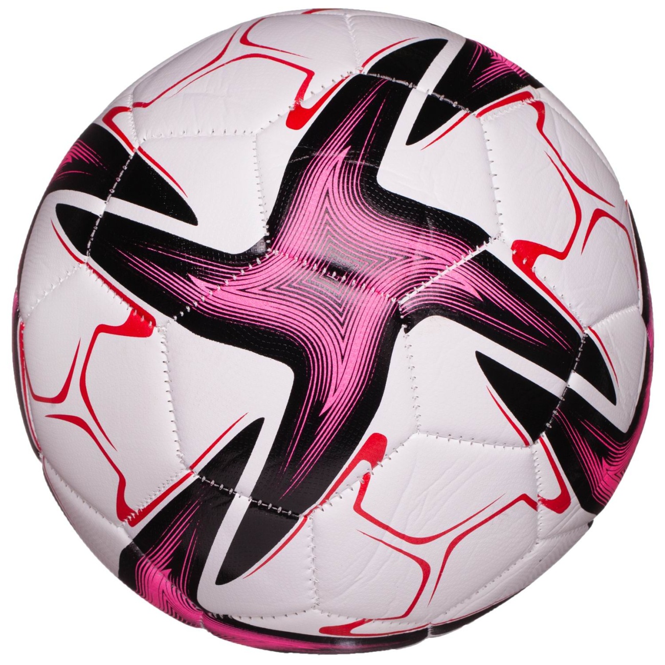 Футбольный мяч Junfa белый с розово-черными звездами 22-23 см L756/розово-черные