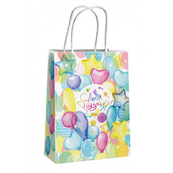 Пакет подарочный крафт, размер L, день рождения Чудо праздник PLWK-114657-HB