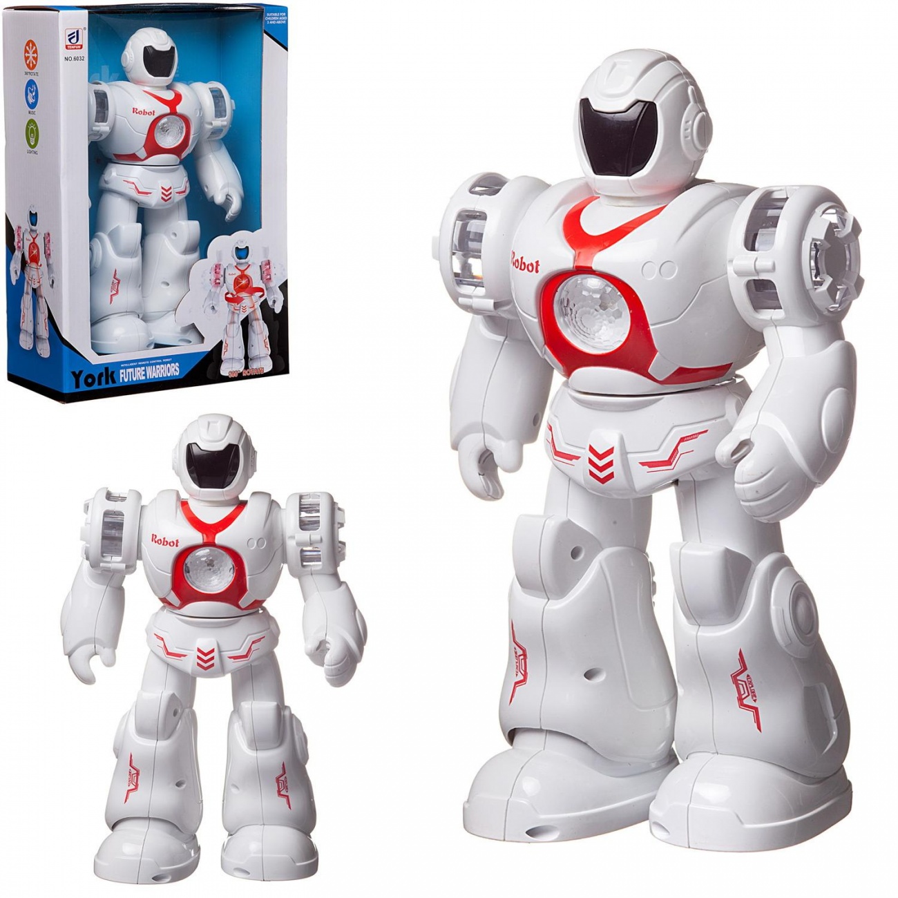 Робот электромех. Воин будущего, свет/звук/движение, бело-красный WB-03065/красный