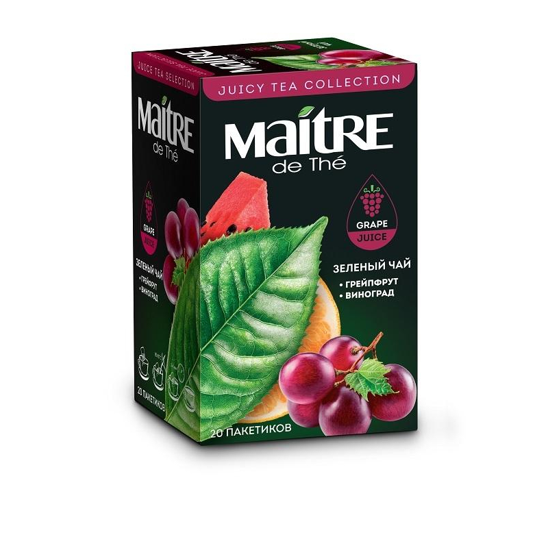 Чай зеленый в пакетиках Maitre с соком винограда и ягодами, 2грx20пак MAITRE de The 1837112 бак037
