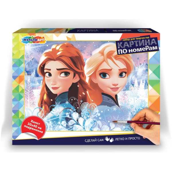 Холст по номерам на подрамнике 30х40 см. "Снежные принцессы" MultiArt CANV30X40-115971