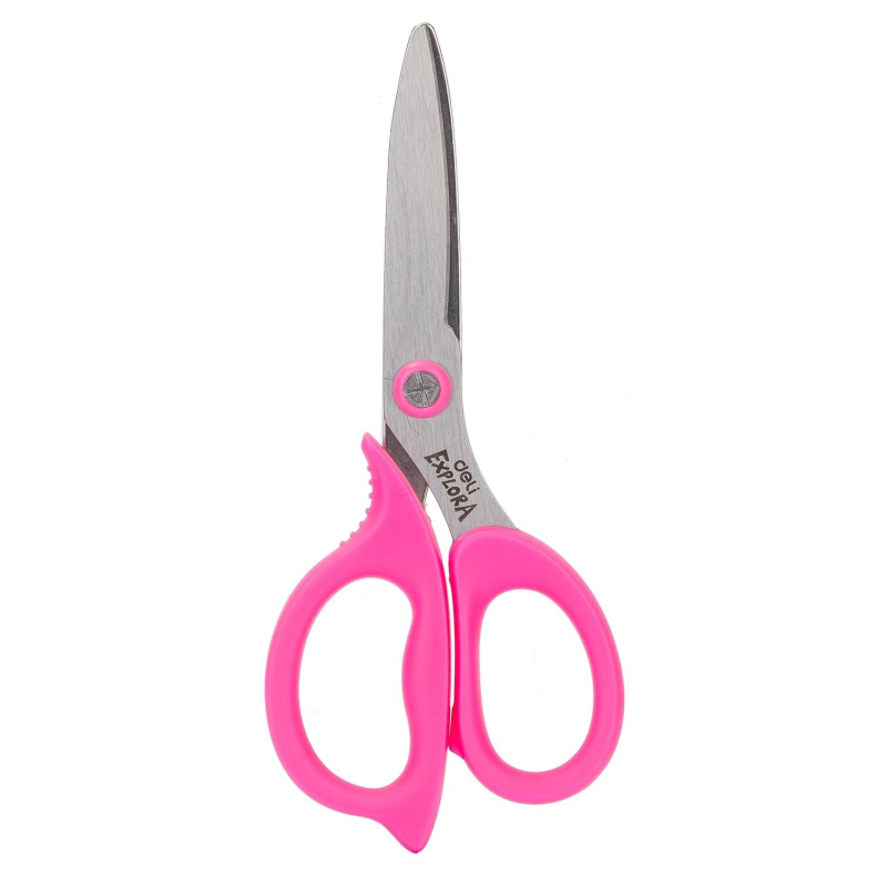 Ножницы детские Deli Explora E77755, сталь, ассиметр ручки, 135 мм, розовый 1838695 E77755-PINK