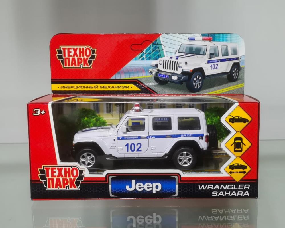 Машина металлическая Джип Вранглер Сахара Полиция, 12 см. белый, Технопарк SAHARA5D-12POL-WH (72)