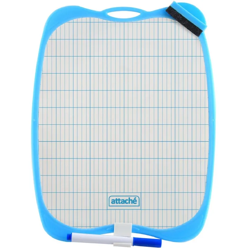 Доска двусторонняя маркерная Attache 21х27 белый/клетка+маркер+губка 1780107