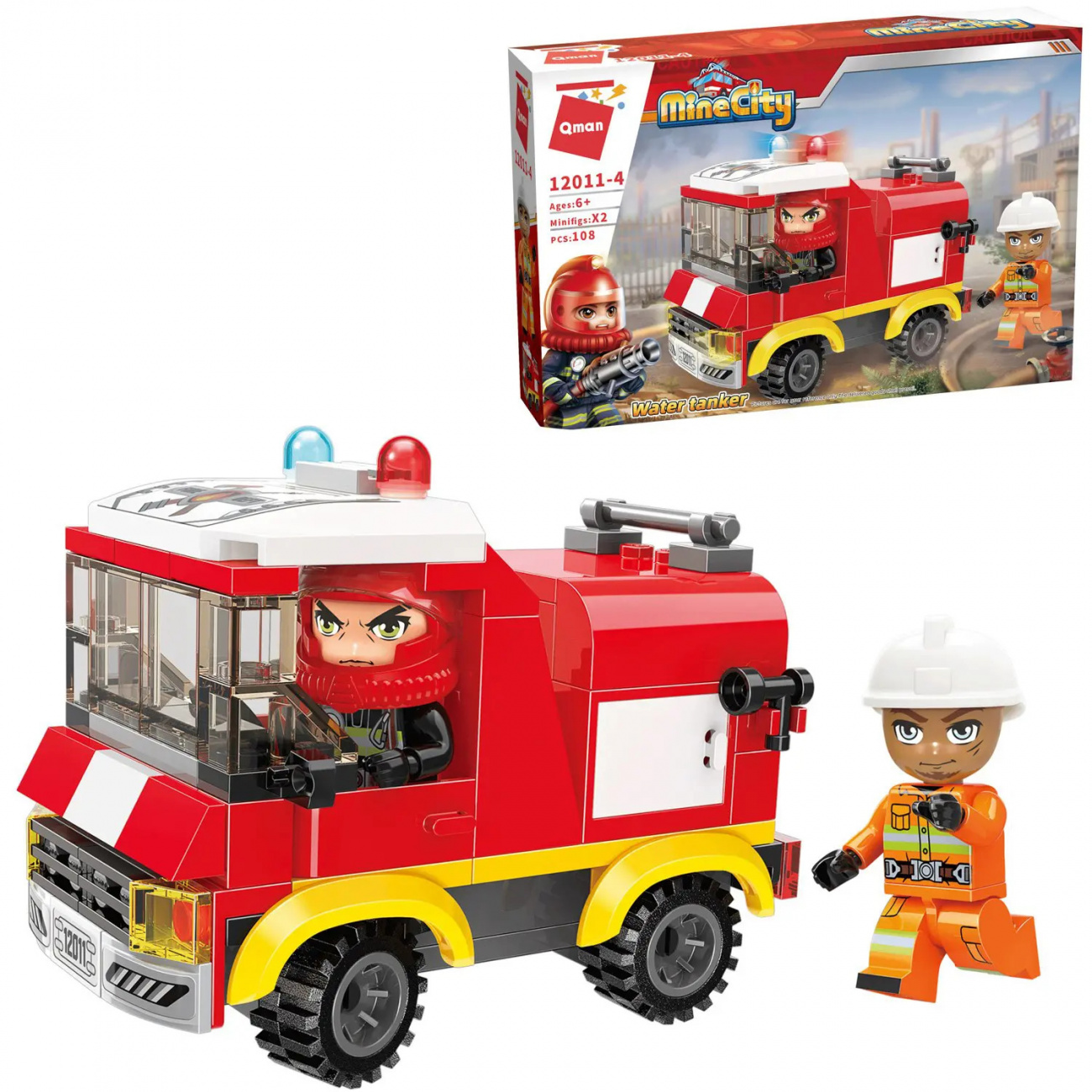 Конструктор Qman серия MineCity Пожарная машина 108 деталей 12011q/12011-4