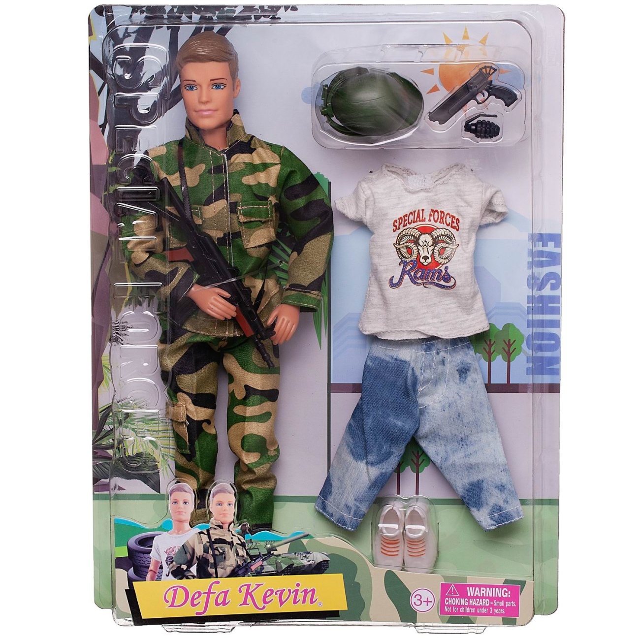 Игровой набор Кукла Defa Kevin Военный, дополнительный комплект одежды, 30 см 8412d/белая