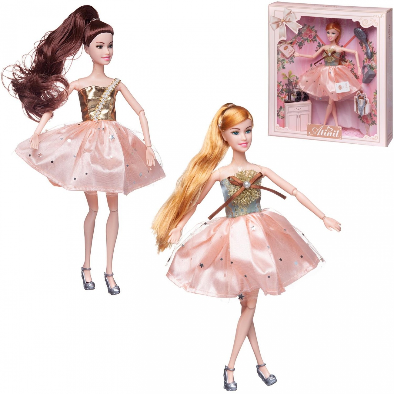 Кукла Junfa Atinil Мой розовый мир в платье со звездочками на юбке, 28см в асс. WJ-21546