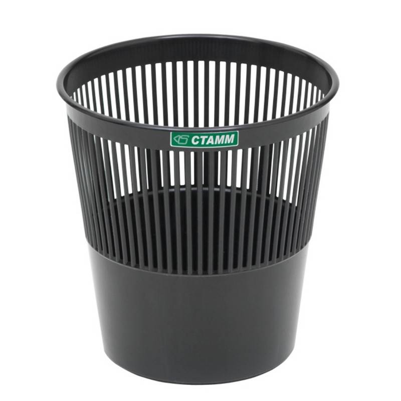 Корзина для мусора Стамм 9 л пластик черная (25.5х26 см) 384385