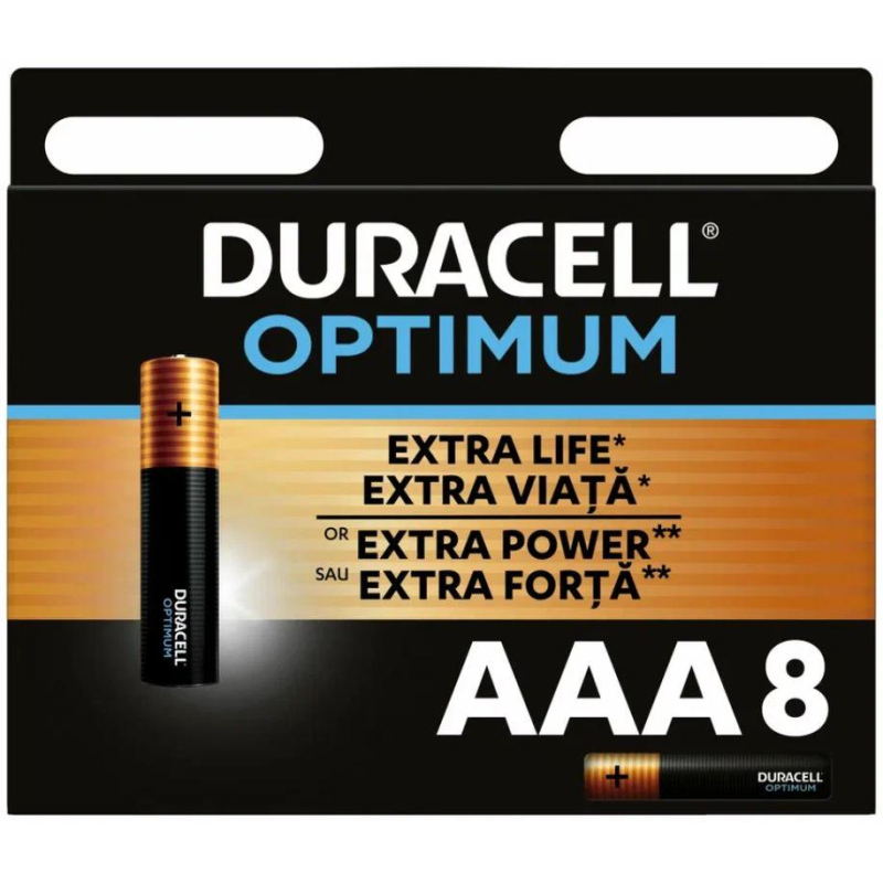 Батарейки Duracell 5014070 ААА алкалиновые 1,5v 8 шт./бл. LR03-8BL Optimum 1716683