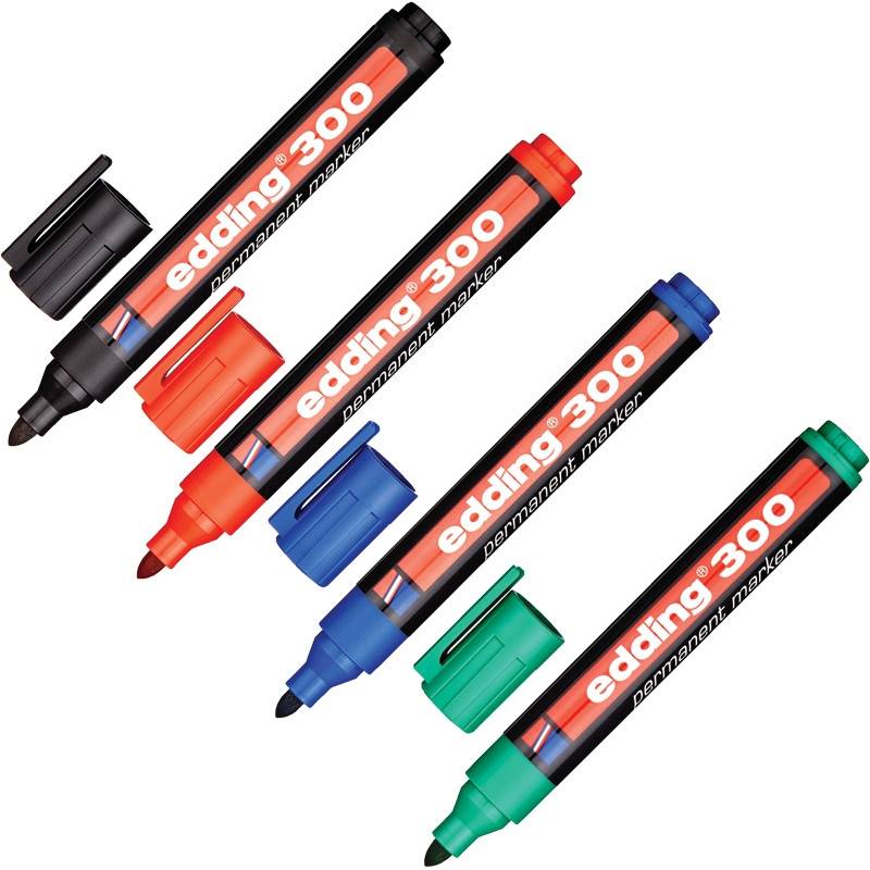 Набор маркеров перманентных Edding E-300 (толщина линии 1.5-3 мм, 4 шт в уп) E-300/4S 86132
