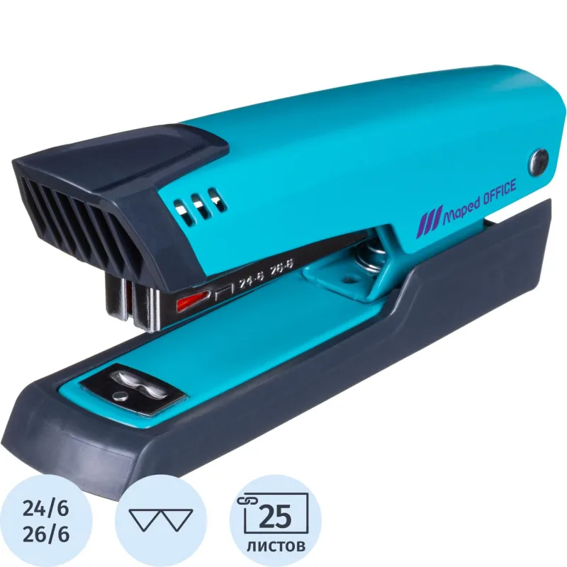 Степлер ESSENTIALS METAL DECO метал,20/25л,скобы24/26/6,бирюз,в кор. 354300 Maped 2196120