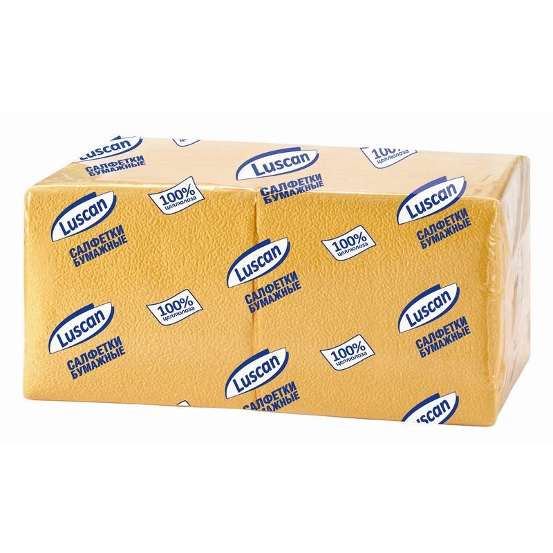 Салфетки бумажные Luscan Profi Pack 1-слойные 24х24 желтые 400 штук в уп 476878