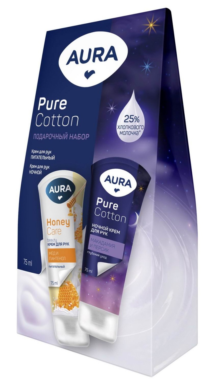 Подарочный набор AURA Pure Cotton: Крем для рук 75 мл + Крем для рук 75 мл 4752171018747