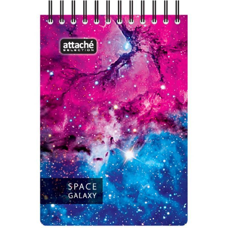 Блокнот Attache Selection Space Galaxy А7 120 л. в клетку спираль (82х110 мм) 487292