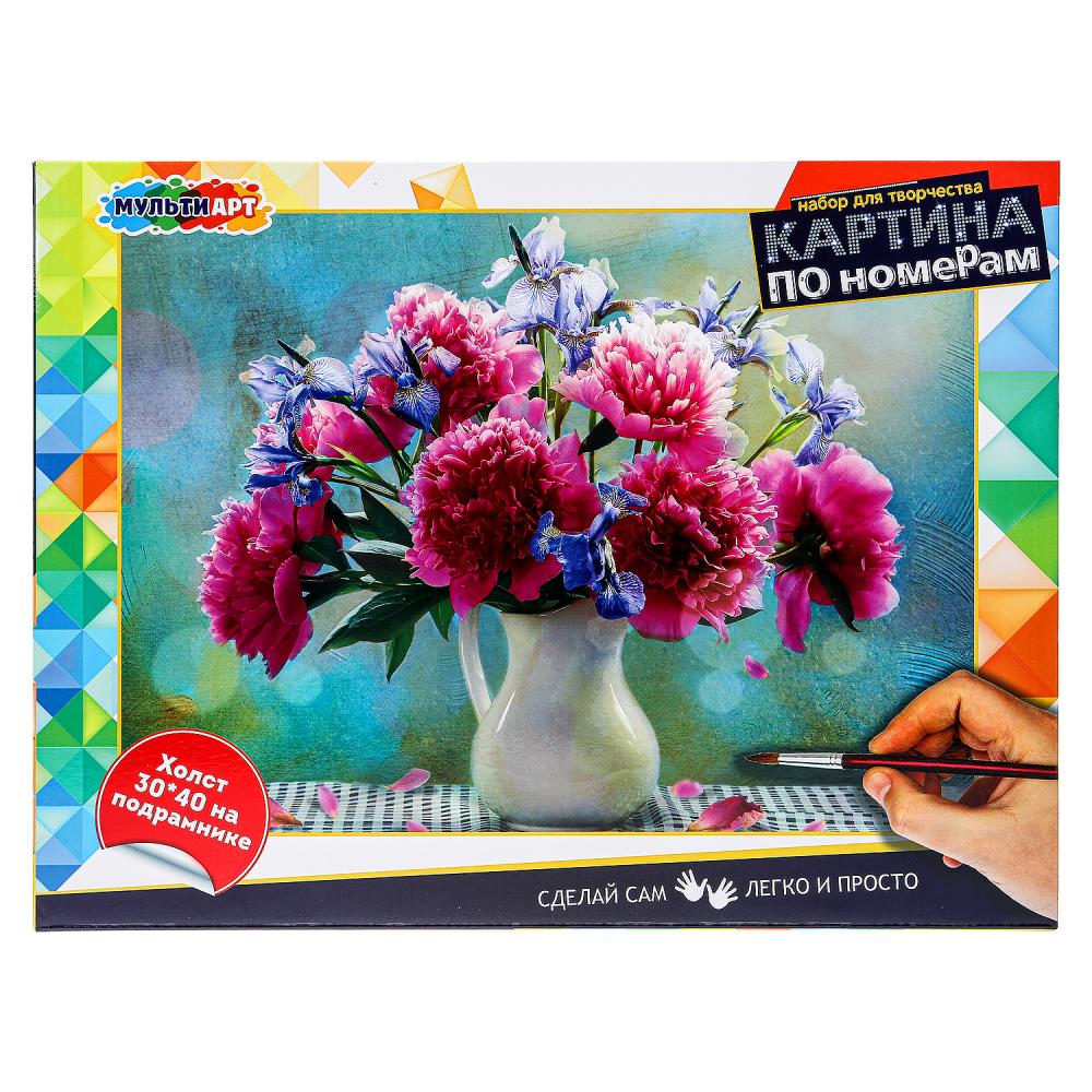 Картина по номерам 30х40 см. пионы MultiArt CANV30X40-MULTI10 (24) (24)