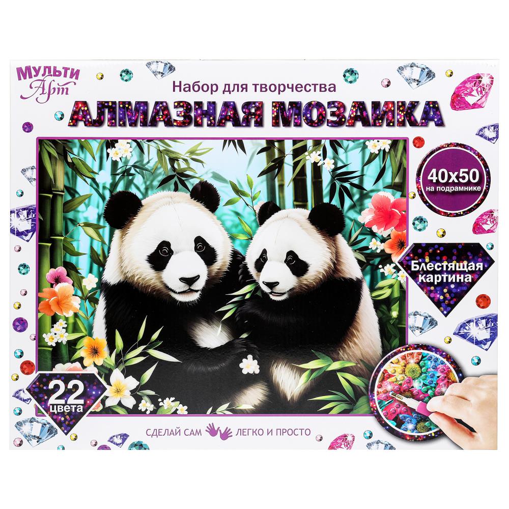 Алмазная мозаика 40х50 см. с подрамником панды MultiArt AM40X50-115338