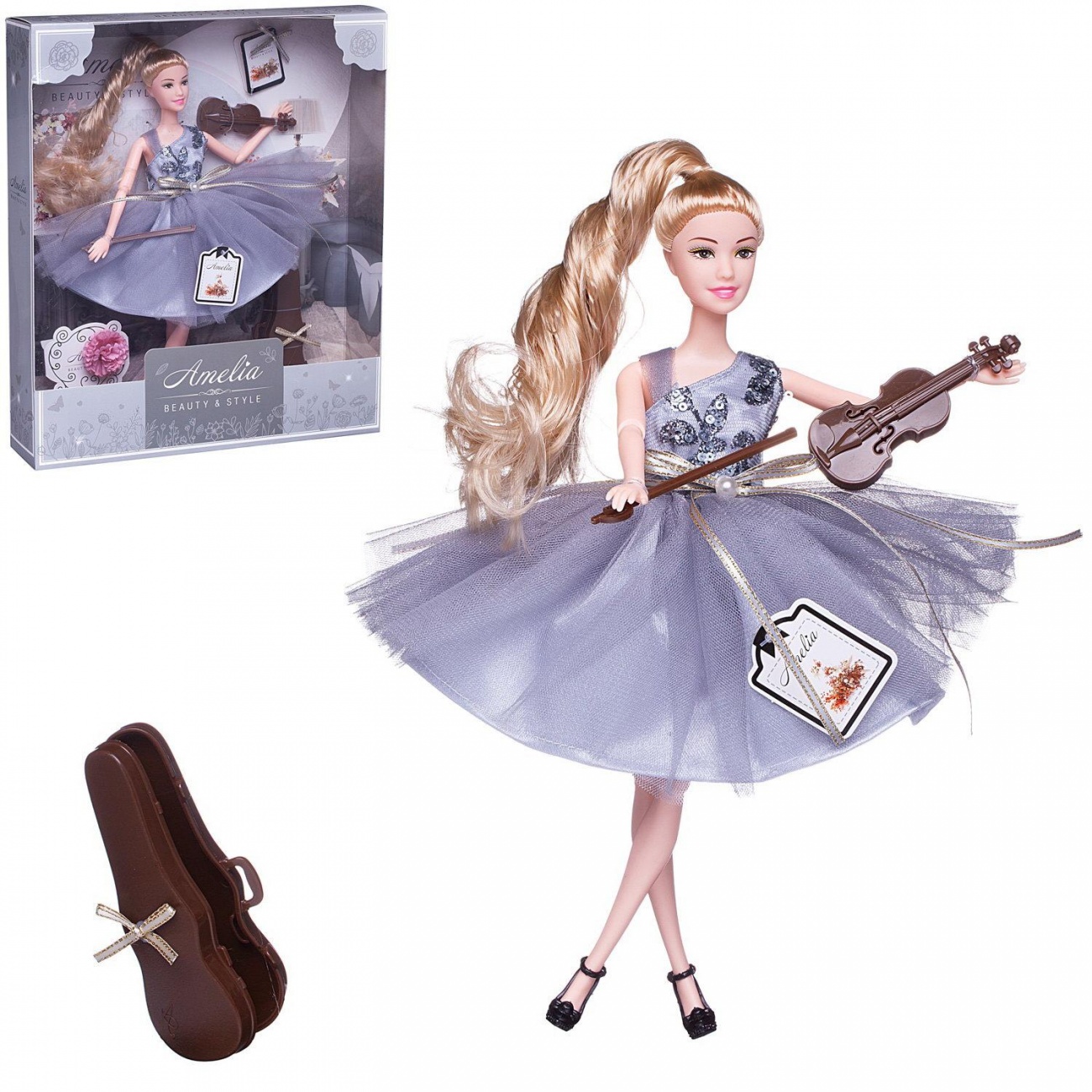 Кукла ABtoys Amelia. Роскошное серебро со скрипкой, светлые волосы 30см PT-01628