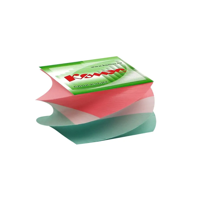 Блок для записей КОМУС на склейке спиралевид. 8х8х5 цветной блок 80-100г 154943