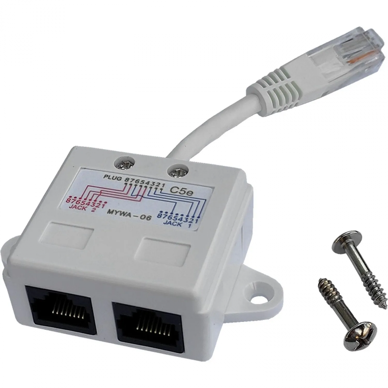 Разветвитель TWT TWT-Y-E2-U2 Y-адаптер, 1 телеф. и 1 компьютер. порт 2414427