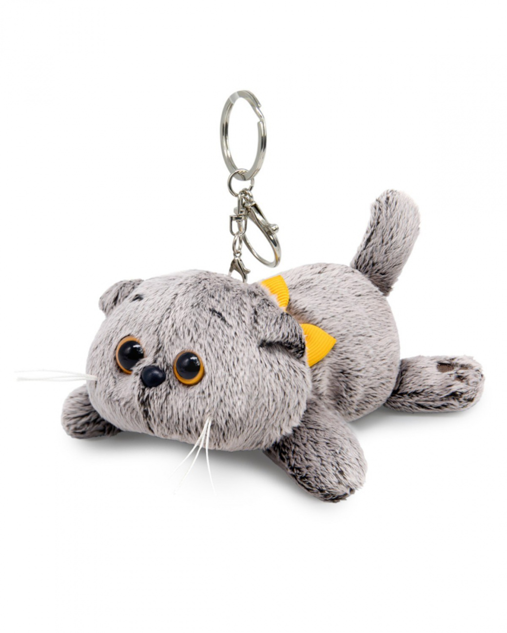 BUDI BASA Кот Басик с бантиком лежачий игрушка с кольцом 11см Kta-001