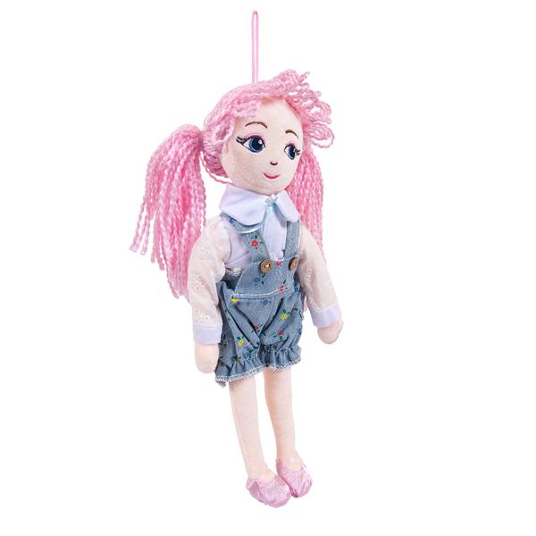 Кукла, с розовыми волосами в шортах, мягконабивная, 35 см Abtoys M6025