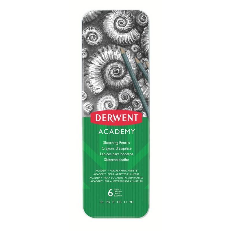 Набор карандашей чернографитных Derwent Academy Sketching Tin 6 шт 3B-2H 2301945 1023462