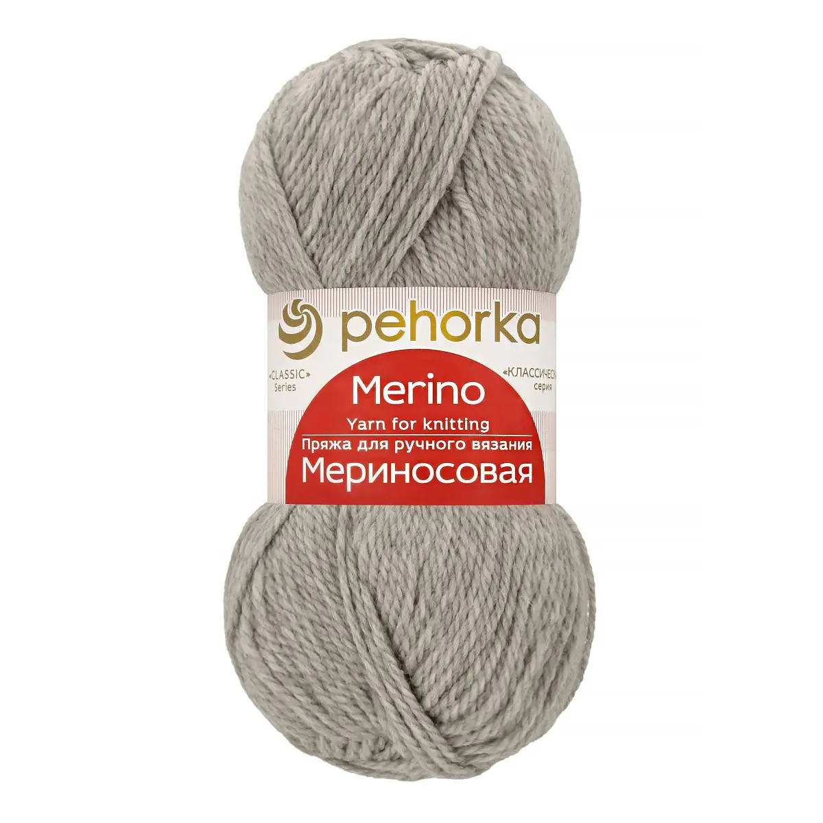 Пряжа ПЕХОРКА Мериносовая 200м/100г цвет 386-Св.серый меланж 2121843860
