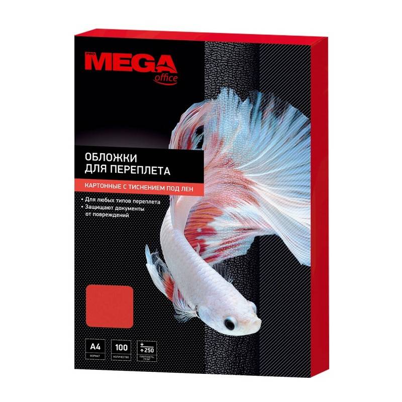 Обложки для переплета картонные Promega office крас.ленA4,250г/м2,100шт/уп 254619